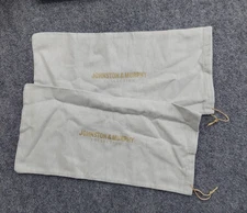 Johnston & Murphy Dust Shoe Bags Gray Gold Logo Spellout Drawstring Travel Pair