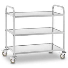 Carrello Di Servizio Da Cucina Acciaio Inox Gastronomia 3 Ripiani 4 Ruote 480 Kg