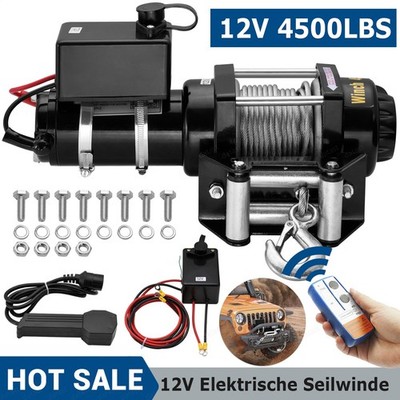 Elektrische Seilwinde Winde 2041kg 12 V 24 V Motorwinde 12 Volt Kunststoffseil