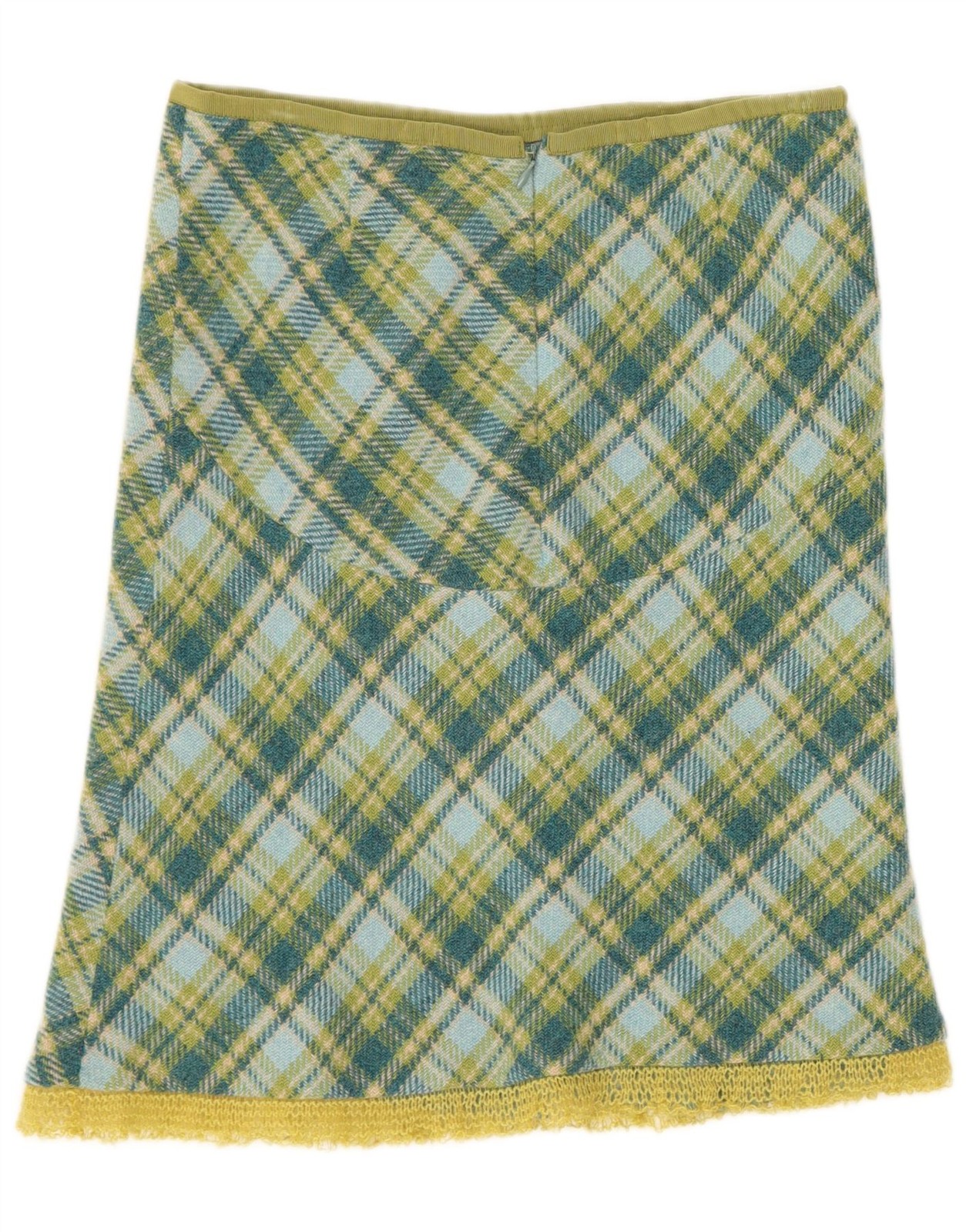 Stefanel Womens A-Line Skirt IT 40 Small W28 Green Check CB06 image 2