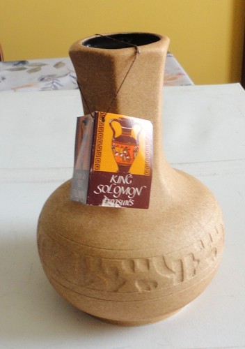 Lapid Israel Pottery Vase Carved King Solomon Treasures Ritvo Midcentury Modern - Picture 2 of 16