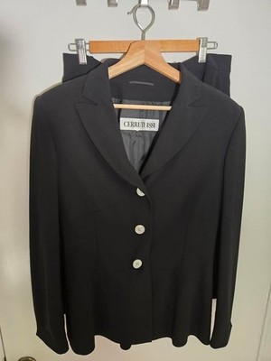 Cerruti 1881 Women s Black Virgin Wool Blend Skirt Suit Set