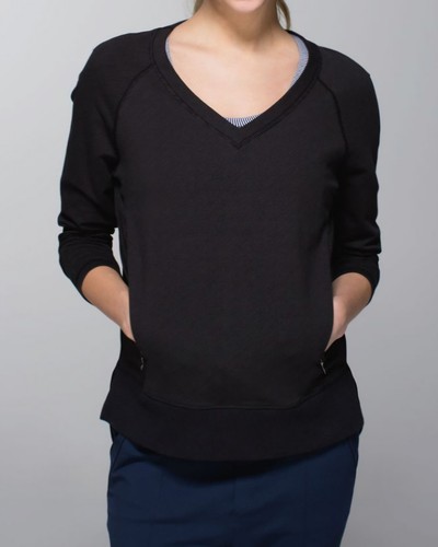 Lululemon 8 After Asana Pullover Sweater Stretch Gym Pockets Free S/H Charcoal - Picture 12 of 14