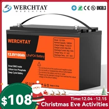 12V 100Ah LiFePO4 Lithium Battery BMS Deep Cycle for RV Marine Solar Off-grid