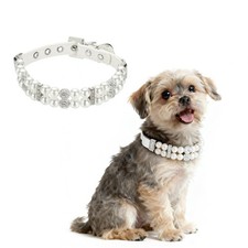 Pearl Dog Collar Pearl Cat Collar Necklace for Dogs L White
