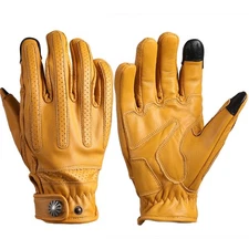 BOONJOVIA Men's Genuine Leather Gloves Motorcycle Driving Gloves Touchscreen