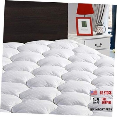 Mattress Pad Cover Cooling Mattress Topper Cotton Top Pillow Top Queen White