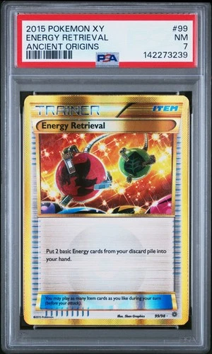 2015 POKEMON XY ANCIENT ORIGINS #99 ENERGY RETRIEVAL PSA 7