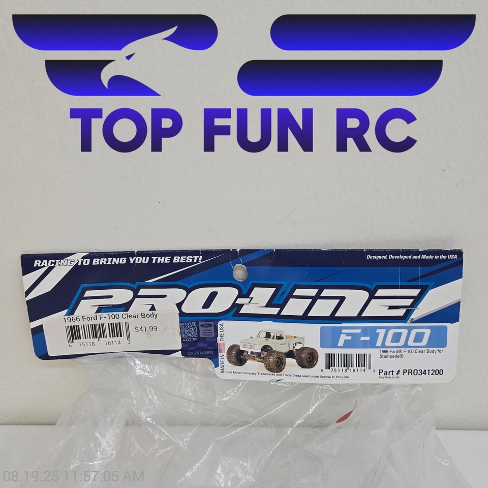 Pro-Line PRO341200 1966 Ford F-100 Clear Body For Stampede  - Image 2 of 2