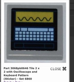 LEGO 3068pb0646 Light Bluish Gray 2x2 Tile Oscilloscope & Keyboard 6860 BatCave