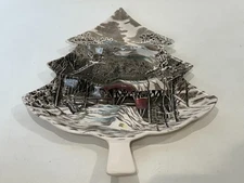 Johnson Brothers Friendly Village 3-Part Tree Shaped Relish Tray, England, 14" T