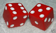 1" HUGE RED OPAQUE DICE PAIR