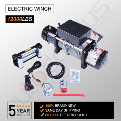 12V 12000LB Electric Winch Towing Trailer Steel Cable Off Road for JEEP Wrangler