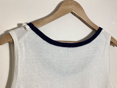 Talbots Ivory Knit Tank 3XP Cotton Cashmere Blend Coastal Minimal Ruffle Resort - Picture 7 of 12