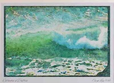 Pacific Coastlines 117044 Waves From Clifftop Marin Headlands CA A3 Watercolour