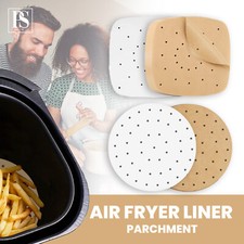 Papel pergamino para freidora de aire, hoja de papel pergamino forro para hornear blanco/marrón
