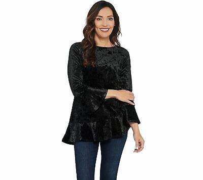 Linea Louis Dell/'Olio Crushed Velvet Top Ruffle Sapphire L NEW A343615