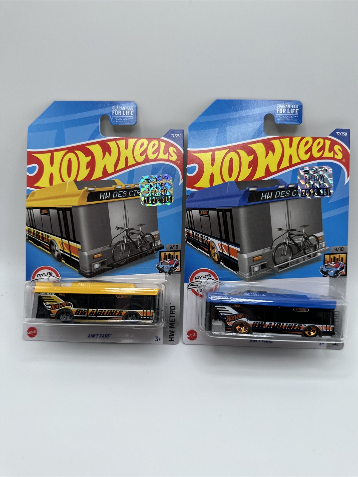 Hot Wheels Ain’t Fare Lot Of 2 Yellow And Blue From 2022 Factory Set