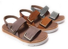 GRUNLAND Sandali regolabili donna in pelle e plantari estraibili SE0450