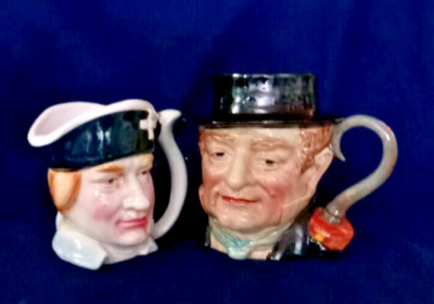 Vintage Beswick Early Captain Cuttle and  Royal Crown Gentleman Toby Mugs (2)