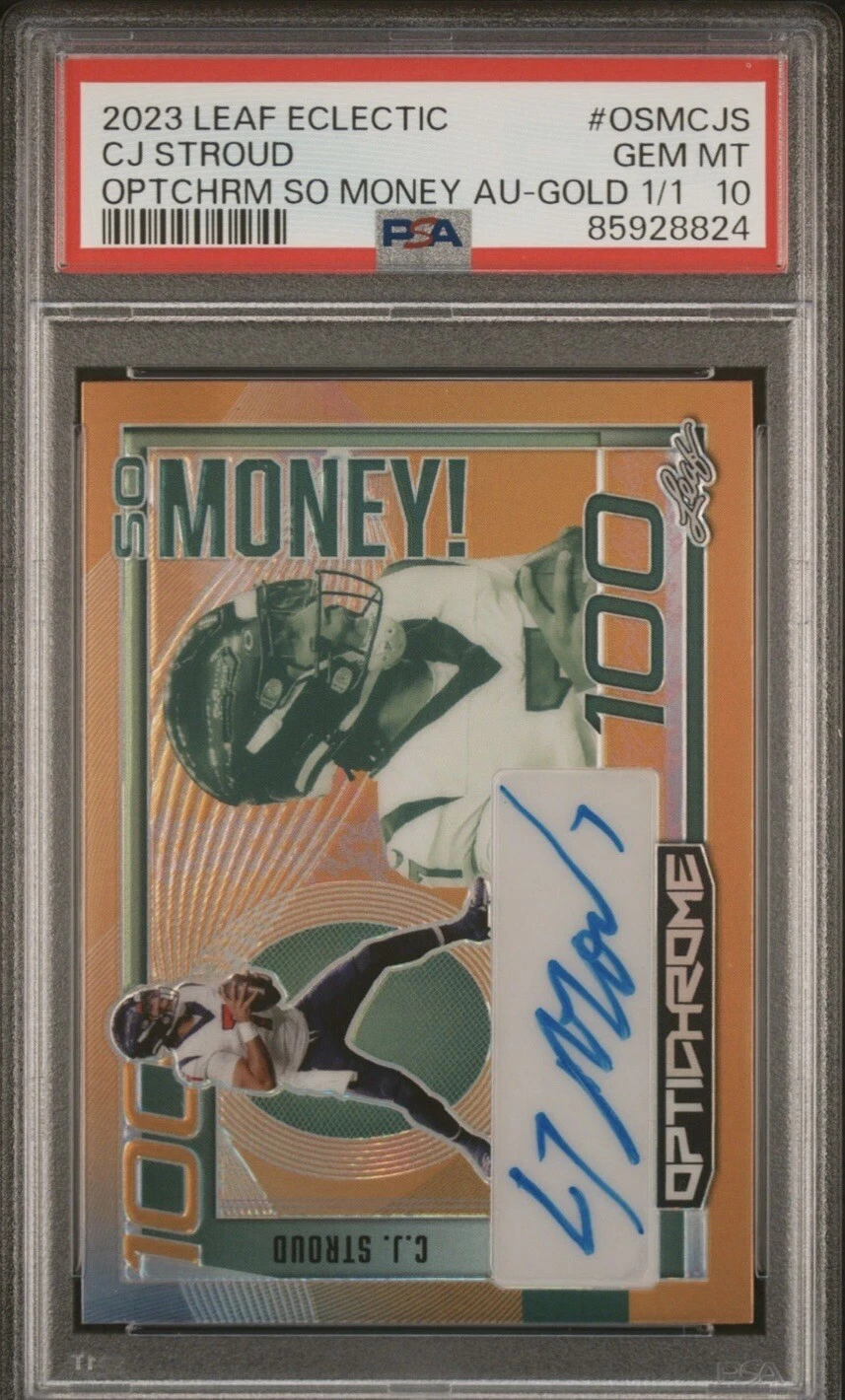 CJ Stroud Leaf Eclectic Optichrome So Money Autographs #OSMCJS Gold 1/1