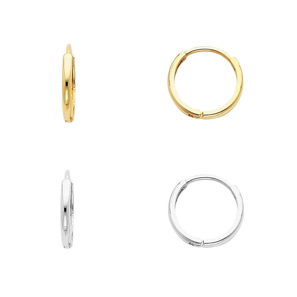 Plain white gold hoop earrings sale