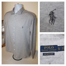 Polo Ralph Lauren Mens XL Knitt Dress Shirt Long Sleeve Button Down Soft Gray