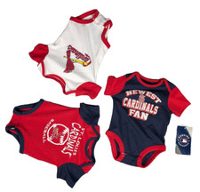St. Louis Cardinals Multi-Color Infant Boys 3-Pack Bodysuits 18M