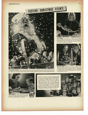 1937 Heinz 57 Soup Christmas Santa Claus Vintage Print Ad