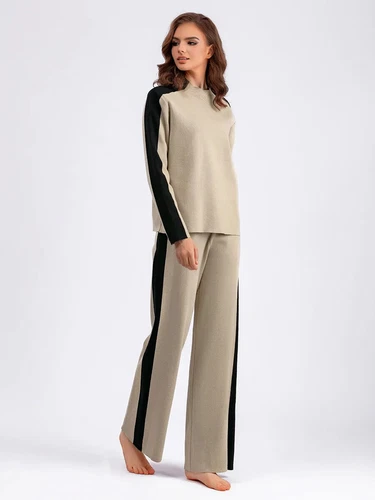 Damen Anzug zweiteilig Sets Langarm Tops Hose Sets Trainingsanzug 2 Stück - Bild 16 von 26