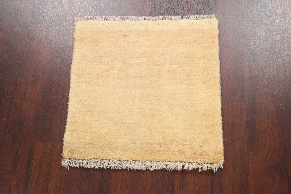 IVORY Solid Contemporary Gabbeh Area Rug Hand-knotted Oriental Carpet 2x2 Square - Image 2 of 4