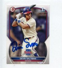 DEVIN SALTIBAN SIGNED 2023 BOWMAN DRAFT BASEBALL CARD AUTO