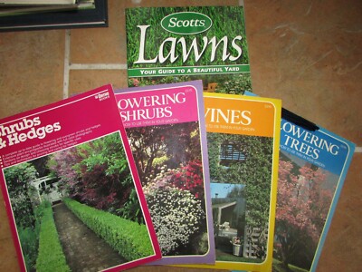 Gardening Book Lot: Flowering Shrubs, Vines, Flowering Trees, Shrubs & Lawns