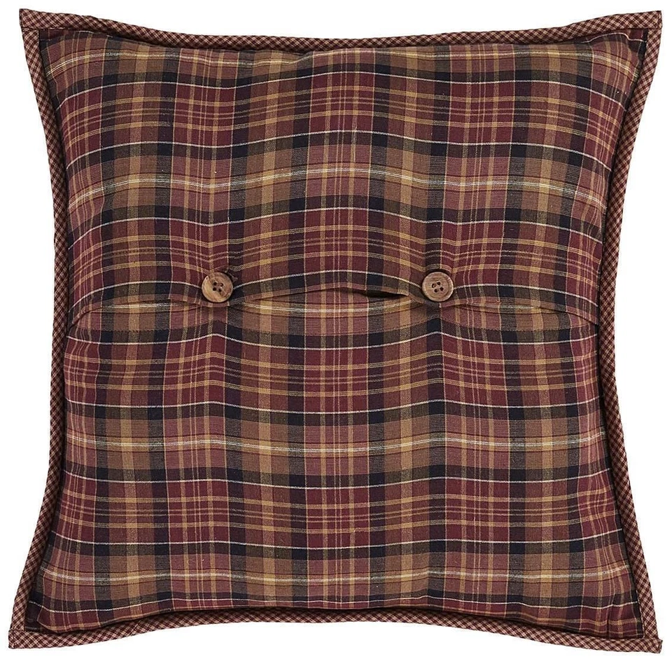 Abilene Star Burgundy Red + Tan Hand Quilted Country Patchwork Pillow 16"x16" - Image 3 of 3