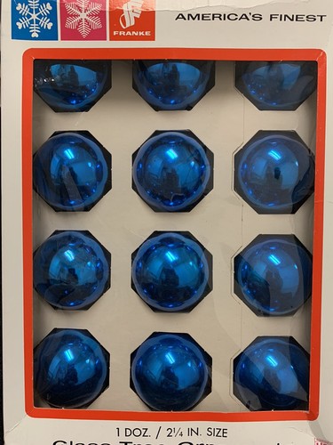 24 bolas de vidrio vintage para adornos de árbol de Navidad azul rojo 2,25" de Franke Sons - Imagen 3 de 7