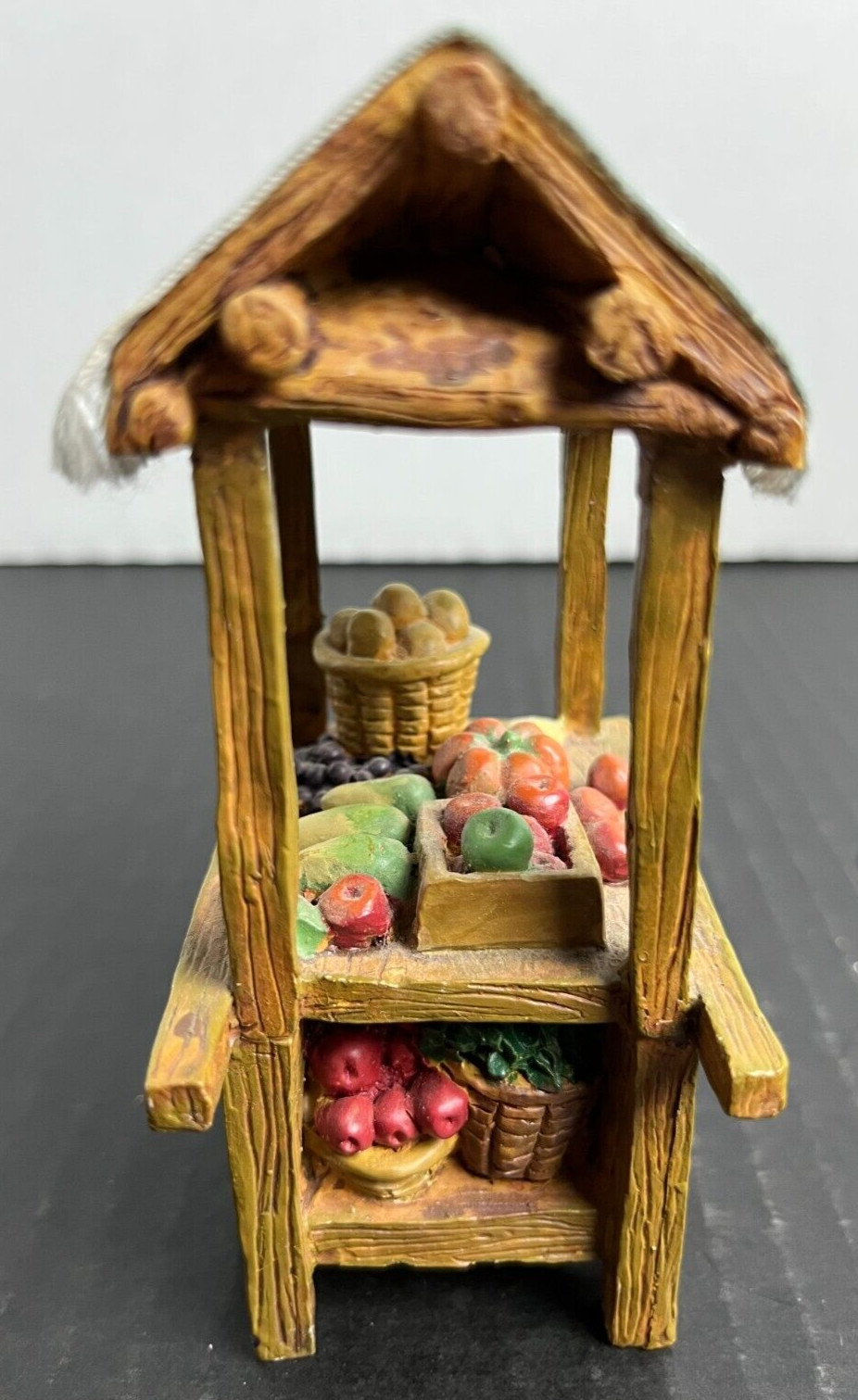 Vintage 1997 Vegetable Stand Cart Village Market Mini Diorama Ornament Roman Inc