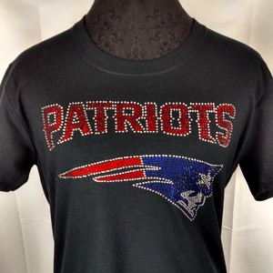 Women S New England Patriots Rhinestone Football V Neck T Shirt Tee Bling Lady Ebay