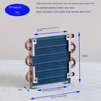 1PC  CP1X6X120 Mini Condenser Radiator Copper Tube Fin Evaporator