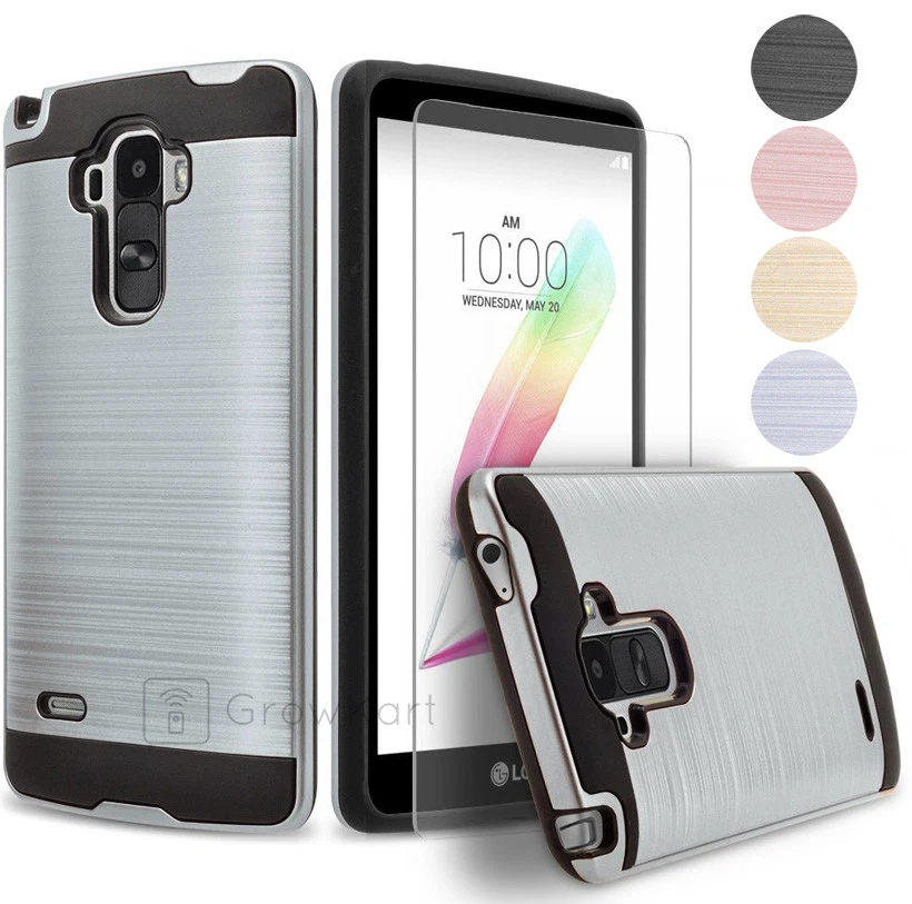 Shockproof Brushed Armor Slim Hard Case Cover + Tempered Glass Screen Protector - Image 2 of 4