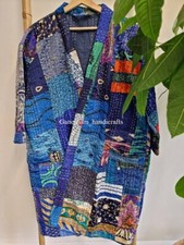 Silk patchwork handmade kantha jacket japanese kimono style kantha robe winter