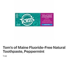 Tom's Of Maine Antiplaque Whitening Toothpaste Peppermint - Fluoride Free