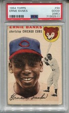 1954 Topps Ernie Banks Rookie Card PSA 2 MC Graded Baseball #94. rookie card picture