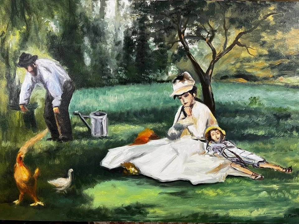 Claude Monet - Increíble pintura al óleo - Lienzo hecho a mano - firmado - Con etiquetas Foto 3 de 4