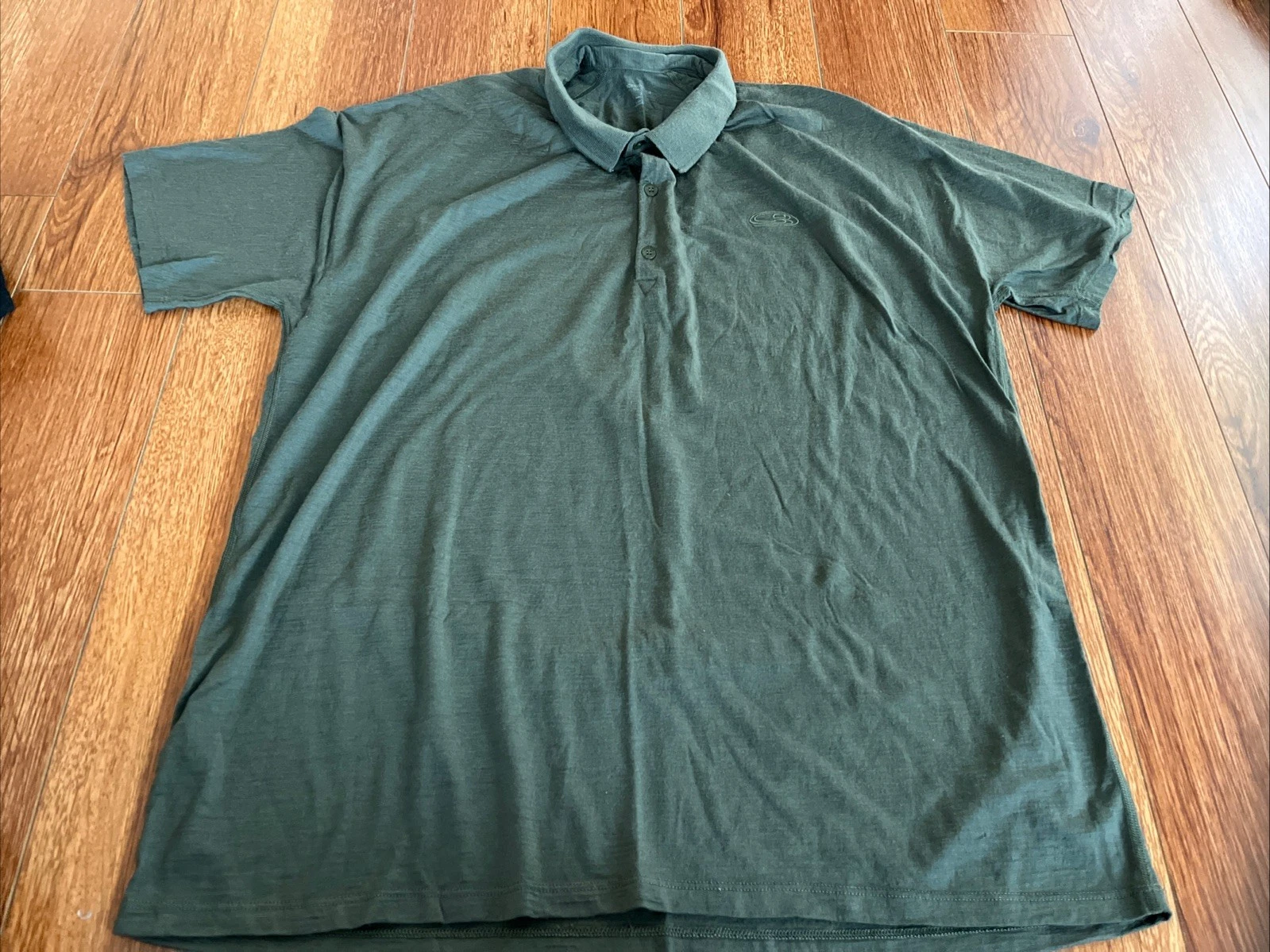 Icebreaker Merino Tech Lite Polo Shirt Mens XL Green 100% Merino Wool Golf