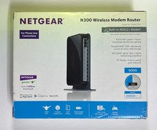Netgear DGN2200v4 N300 Wireless ADSL2+ Modem Router USB Ethernet Port w/ Adapter