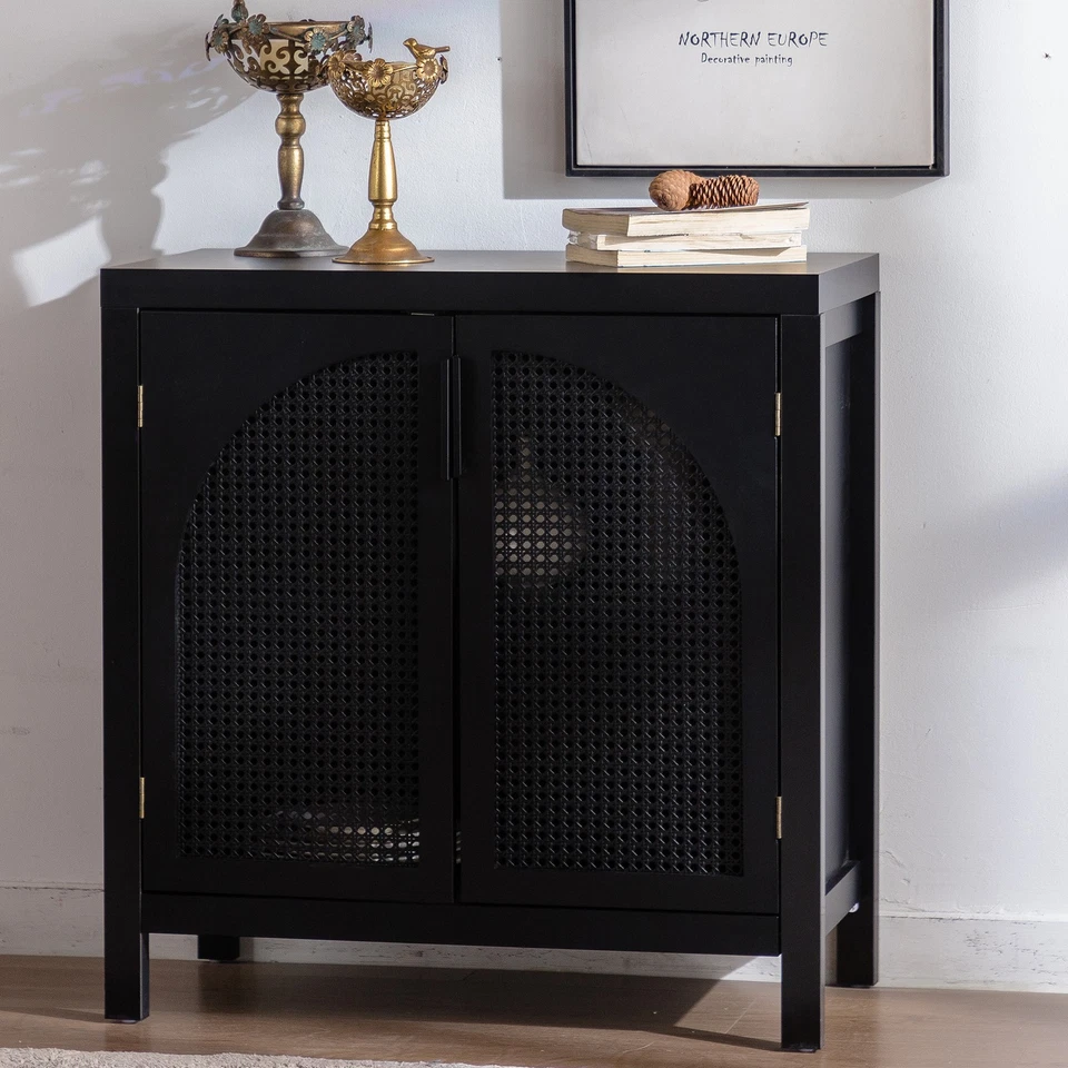 Modern Accent Cabinet Rattan Sideboard Buffet Cabinets w/Storage for Living Room - Image 3 of 4