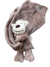 JELLYCAT BABY BROWN MONKEY HOLDING SECURITY BLANKET STUFFED ANIMAL TOY PLUSH