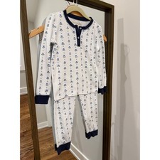 The Beaufort Bonnet Company PJs Set White Blue Floral Cotton Sleepwear Size 6