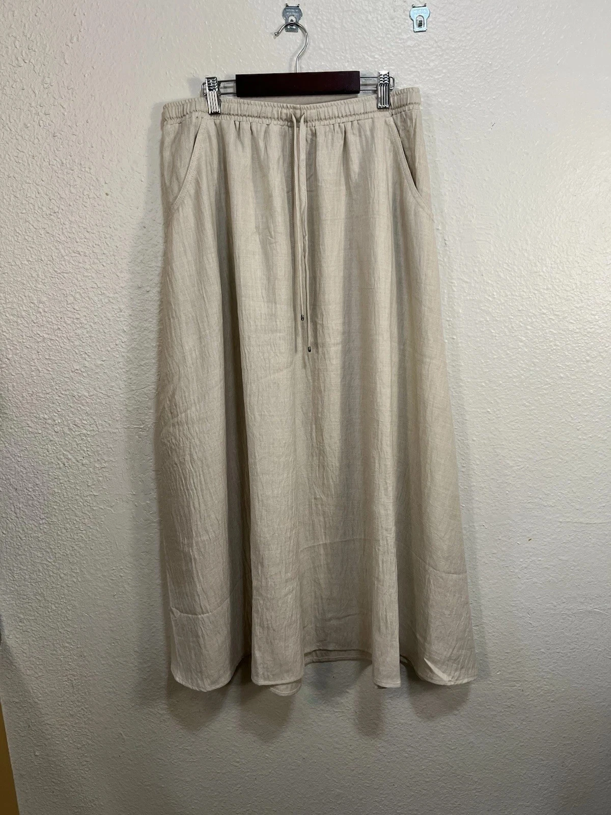 MAX STUDIO Textured Crop Maxi Skirt In Heather Oatmeal Size Large