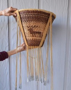 Large White Mountain Apache Elk Basket - 14 1/2" x 24" with Fringe